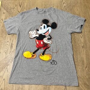 Disney 100 Mens Small Mickey Mouse 100th Anniversary‎ Gray T-Shirt